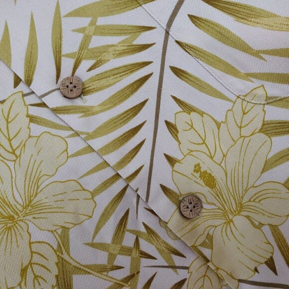 Tommy Bahama Silk Hawaiian Shirt Size Large Chartreuse Green Floral Print Aloha - Picture 4 of 10